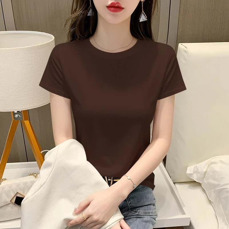 2025新款重磅260克莫代尔纯色百搭夏季宽松纯色显瘦洋气打底衫t恤