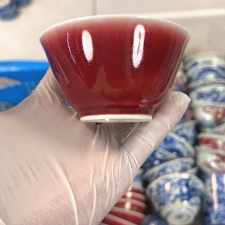 瓷片狼红斗笠主人杯