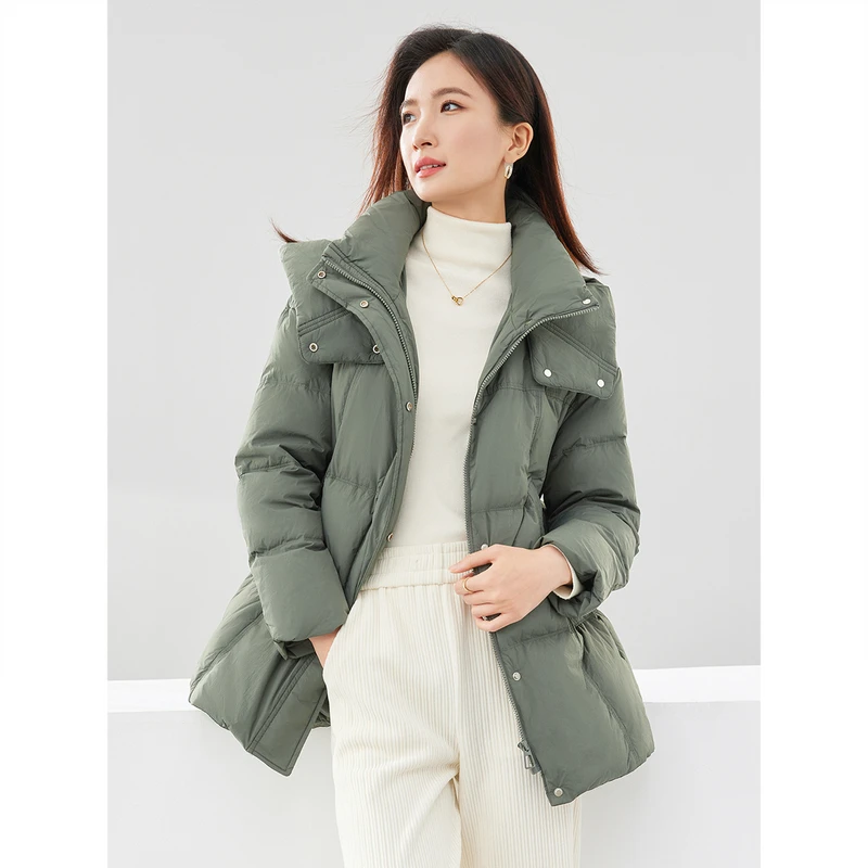 优雅保暖防风保暖连帽拉链洋气时髦鸭绒羽绒服