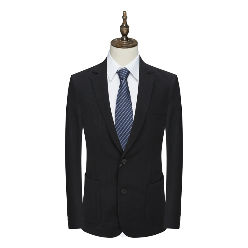 AB684歌男式春秋西服 两粒扣后中开衩商务休闲西装 黑色弹力