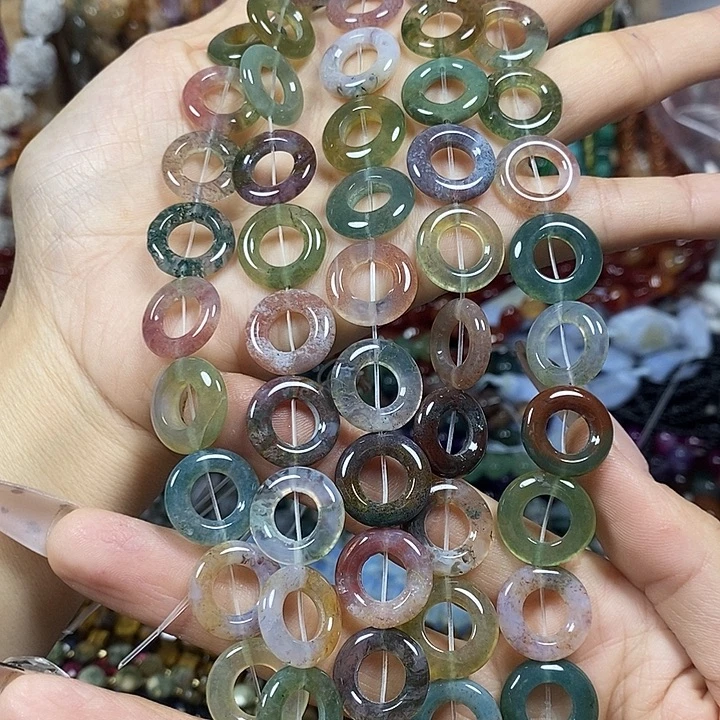 玛瑙/玉髓未镶嵌珠宝半成品天好水草玛瑙卡15-16mm一条25颗