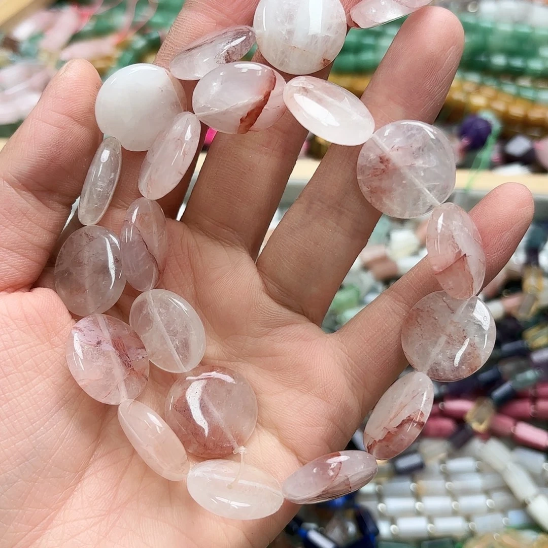 玛瑙/玉髓未镶嵌珠宝半成品卡18红椒花圆饼一条