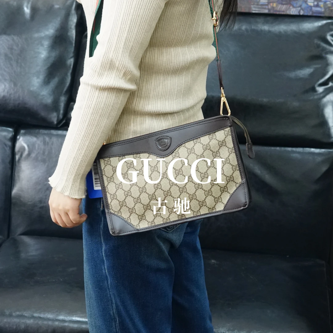 95新 GUCCI/古驰 老花拼皮斜挎包/FYJJ11509119/9119