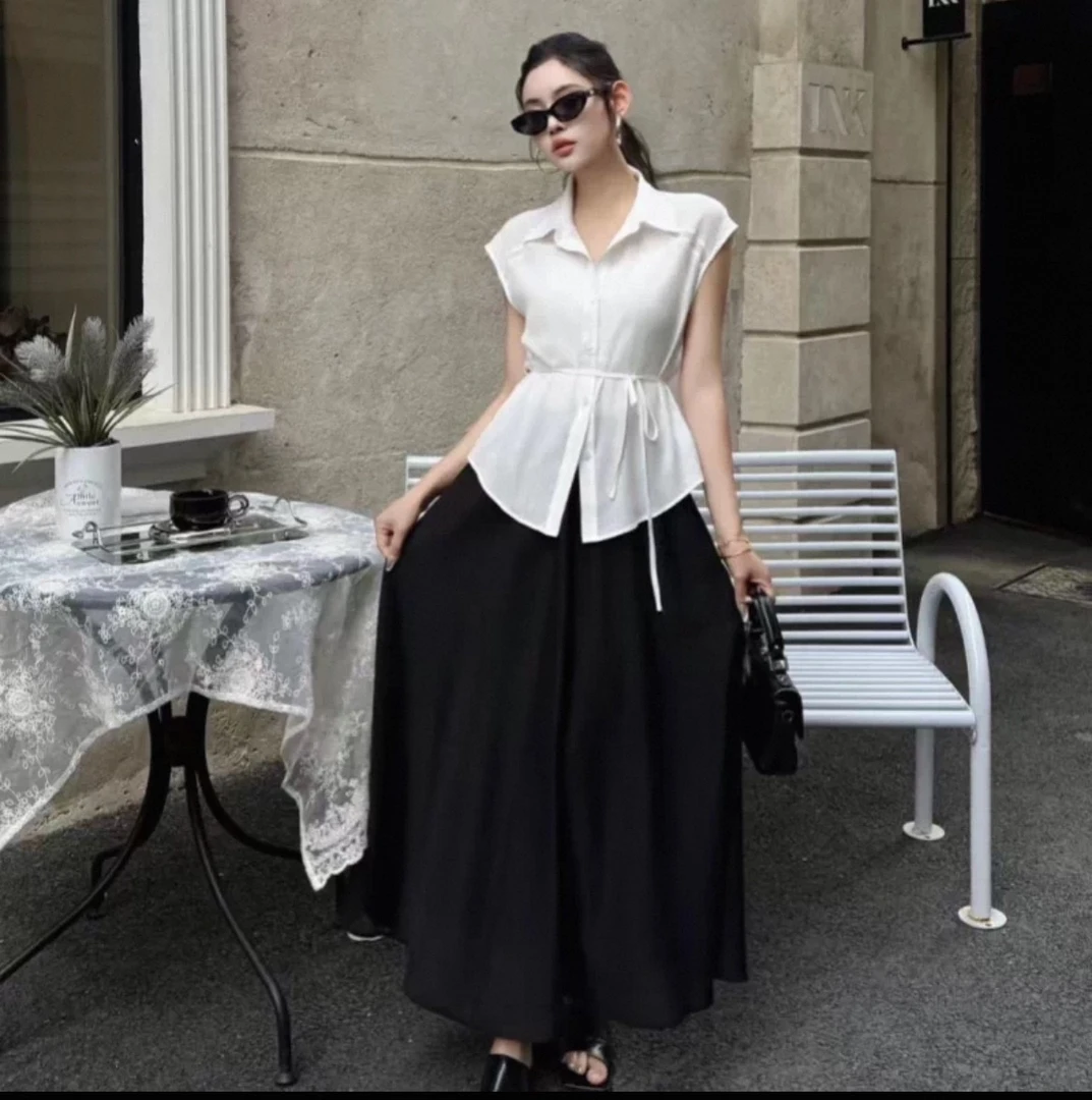 【钰姐精选】芭黎25915-气质大牌衬衫套裙显瘦时尚夏季复古法式收腰