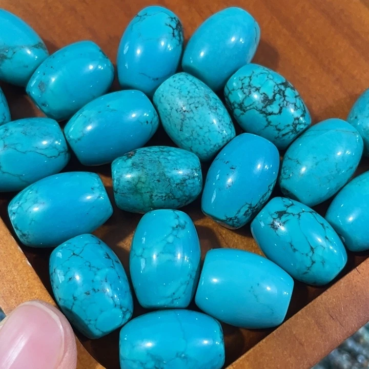 玛瑙/玉髓合金珠宝半成品5颗13x18mm蓝色桶珠