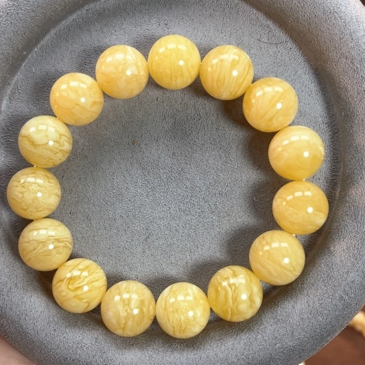 未镶嵌蜜蜡手串纯天然俄料同料白蜡金纹虎皮千层圆珠