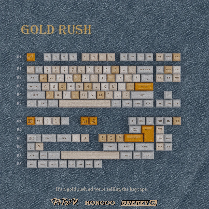 JTK HSA淘金GOLD RUSH光面二色abs 光面亮面键帽机械磁轴键盘键帽
