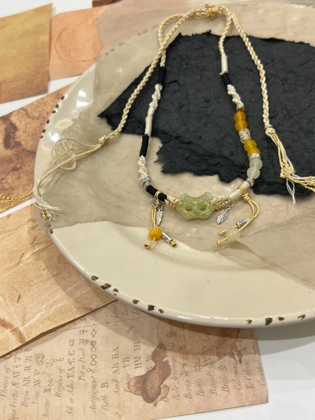 非金属棉绳项链 B无编号  小狐狸面具手编棉绳项链