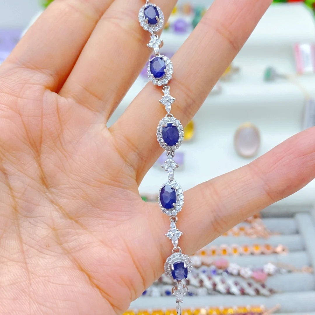 手链蓝宝石银S925镶嵌