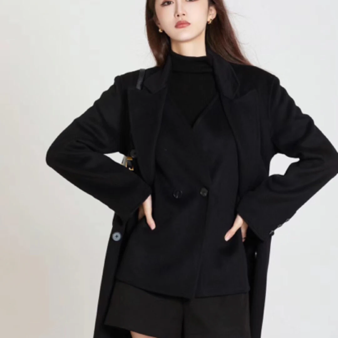RACHEL【高级叠穿】假两件高支全羊毛大衣双面呢大衣气质时尚女士