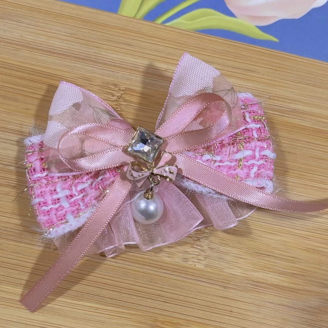 国风小香风鸭嘴夹小夹子秋季针织粉色系公主少女发夹韩版