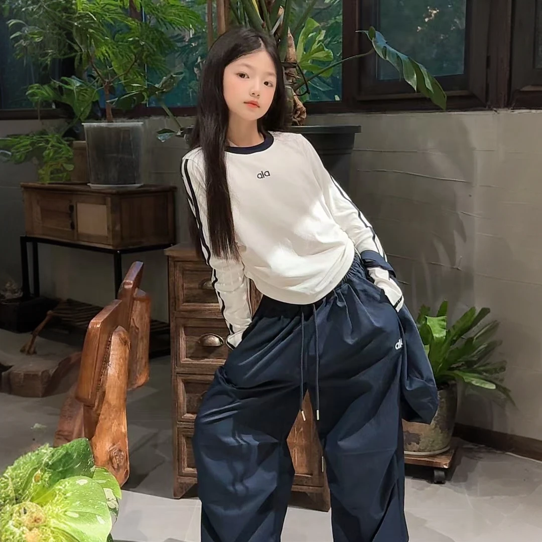 超好看2025秋季新款女童韩版lulu风儿童百搭长袖＋工装裤套装送包