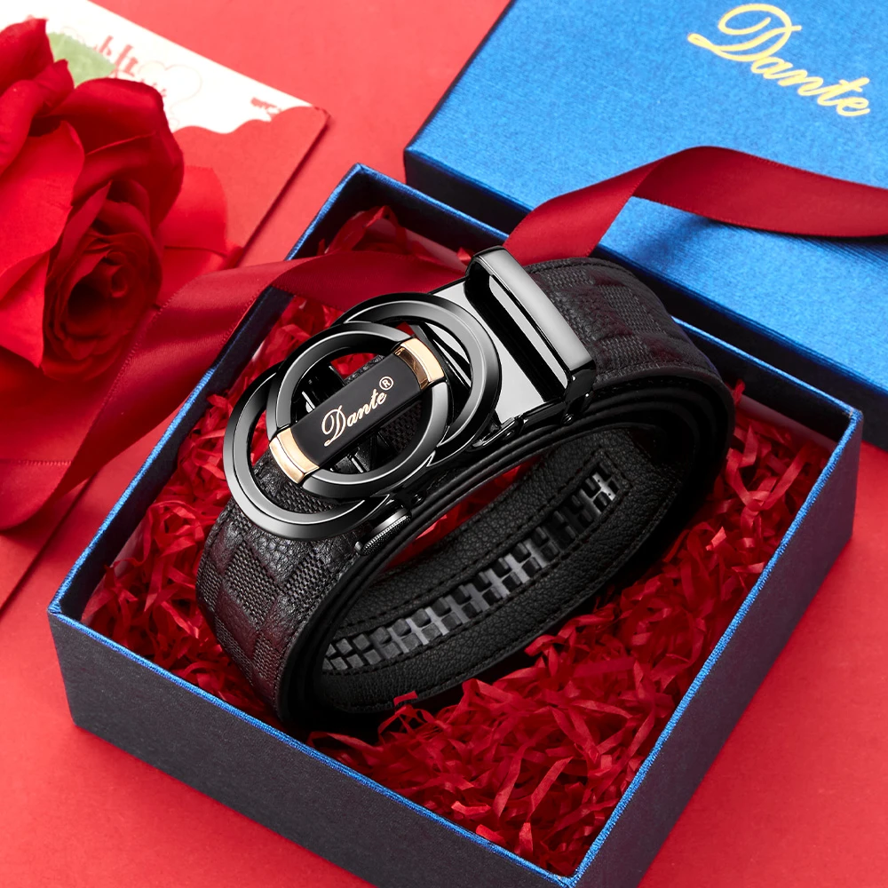 【头层牛皮】Dante丹迪男士真皮皮带自动扣腰带裤带礼盒装D06996-Y