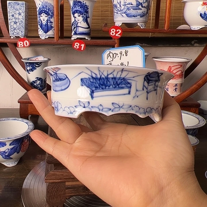 墨奈手绘陶瓷花盆