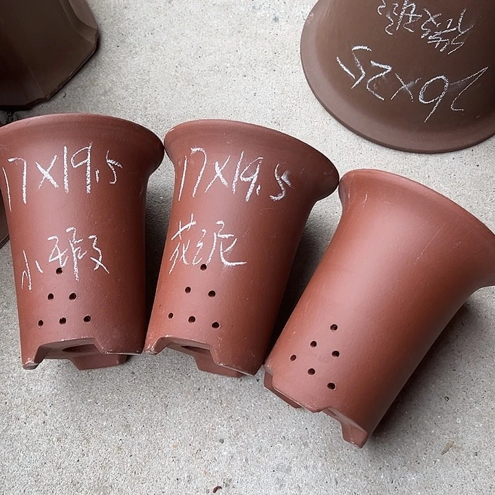 紫砂花盆宜兴紫砂花盆3只