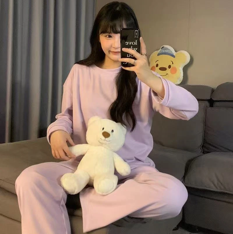 德绒紫色简约套装