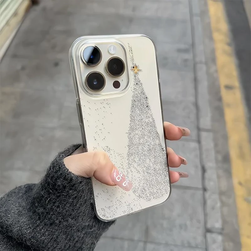 圣诞树ins风适用iPhone1615高透手机壳华为viv小米15oppo防摔保护