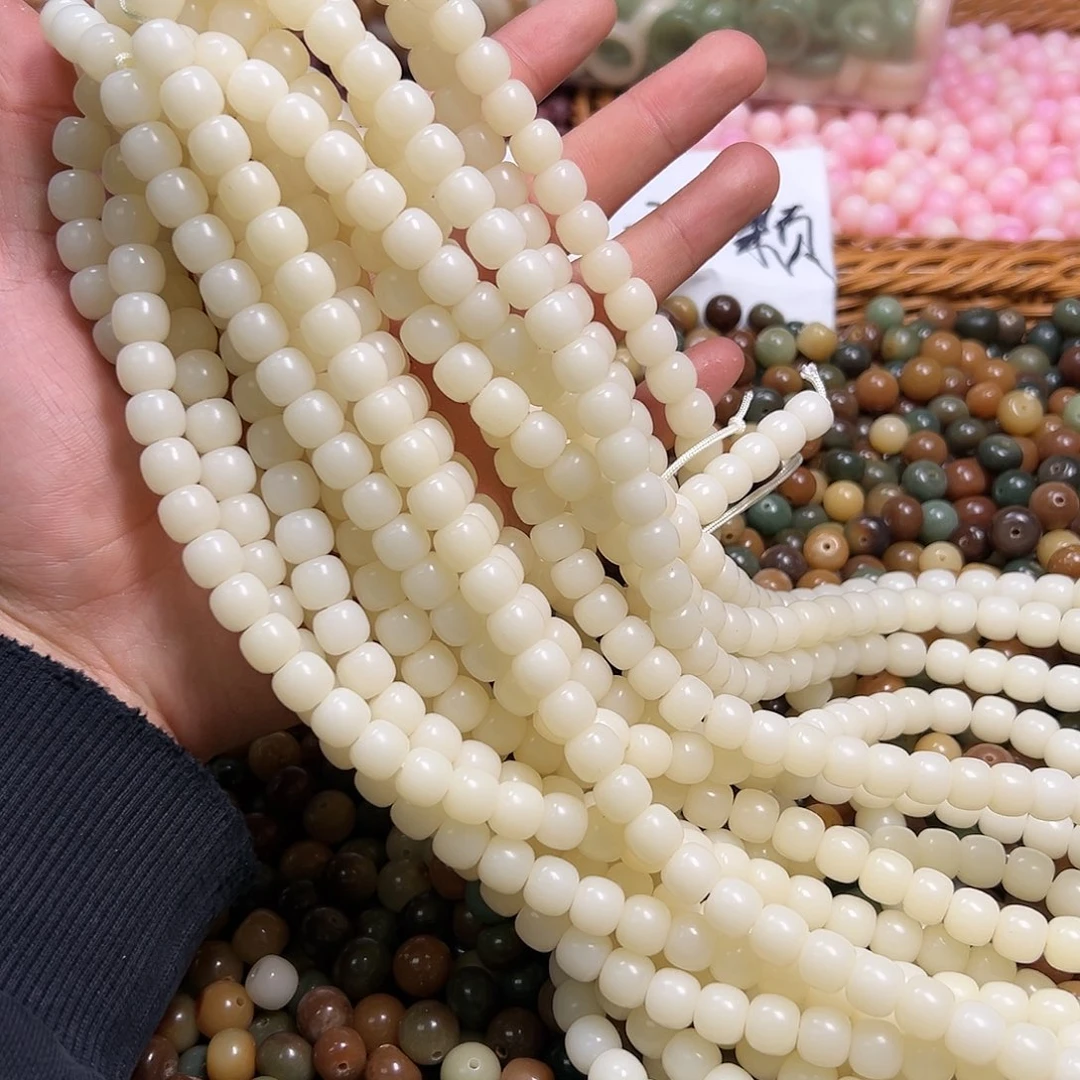 菩提根/象牙果吊坠卡10素白桶珠114颗一条