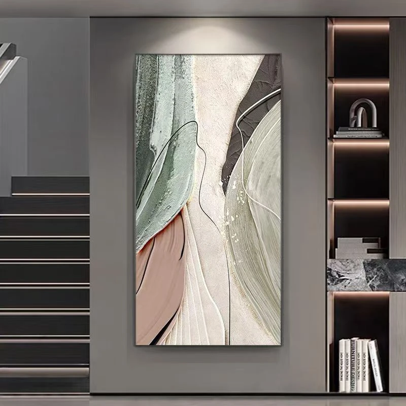 轻奢高级感现代抽象简约入户玄关装饰画新款竖版走廊过道艺术挂画
