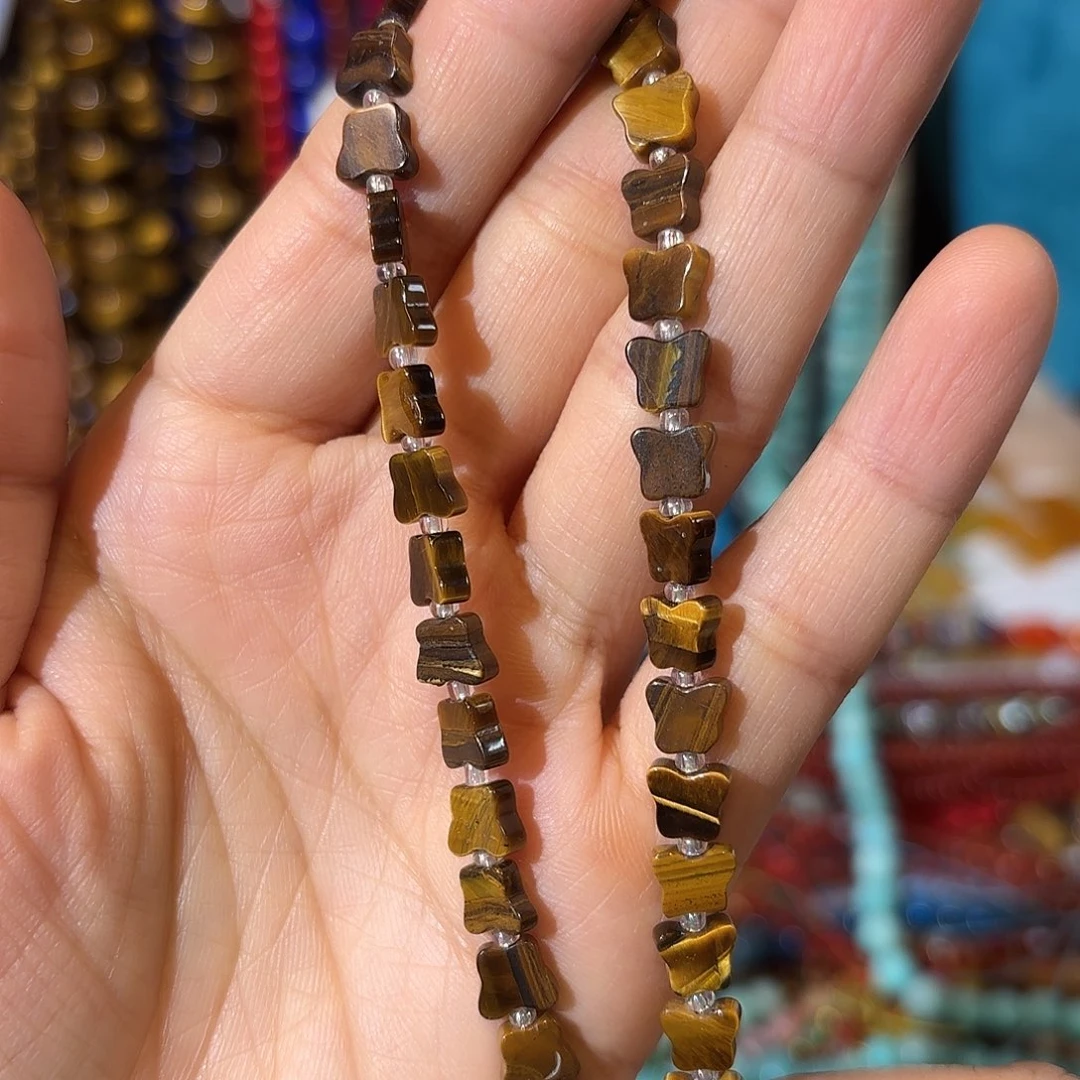 玛瑙/玉髓未镶嵌珠宝半成品虎眼蝴蝶6-7