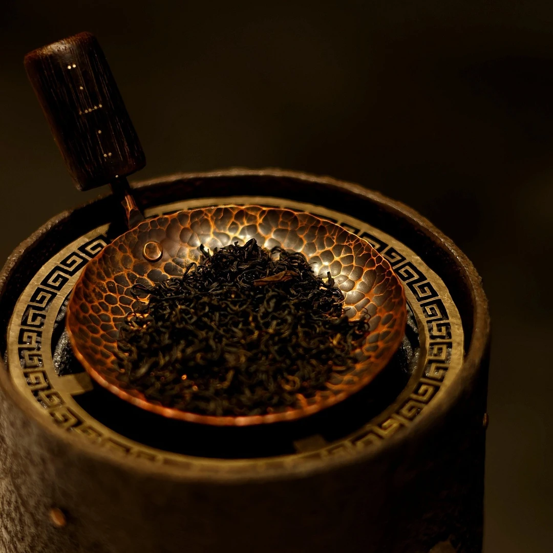 手作铜称心烤茶盘器而不舍手作小物紫铜一体打出老称杆柄9×13cm