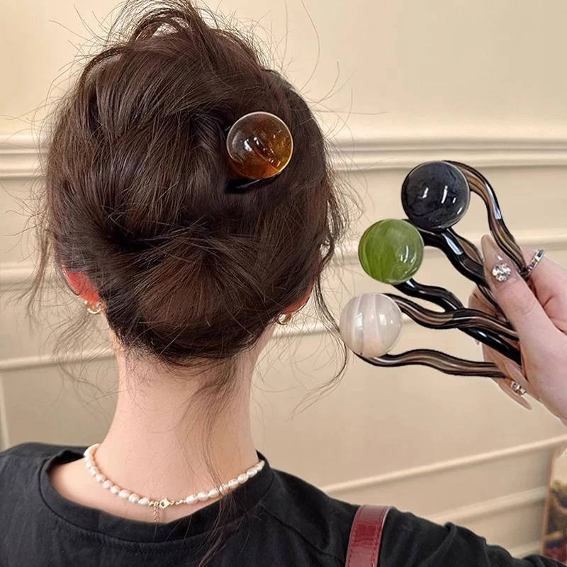 简约u型发簪女高级感盘发神器古风法式发钗子簪子新中式通勤头饰