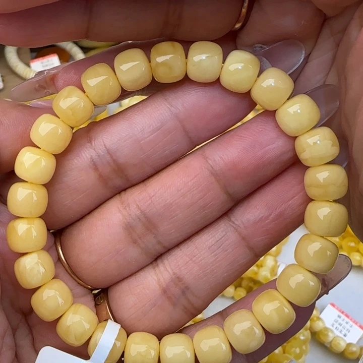 手串蜜蜡未镶嵌奶黄老型手串