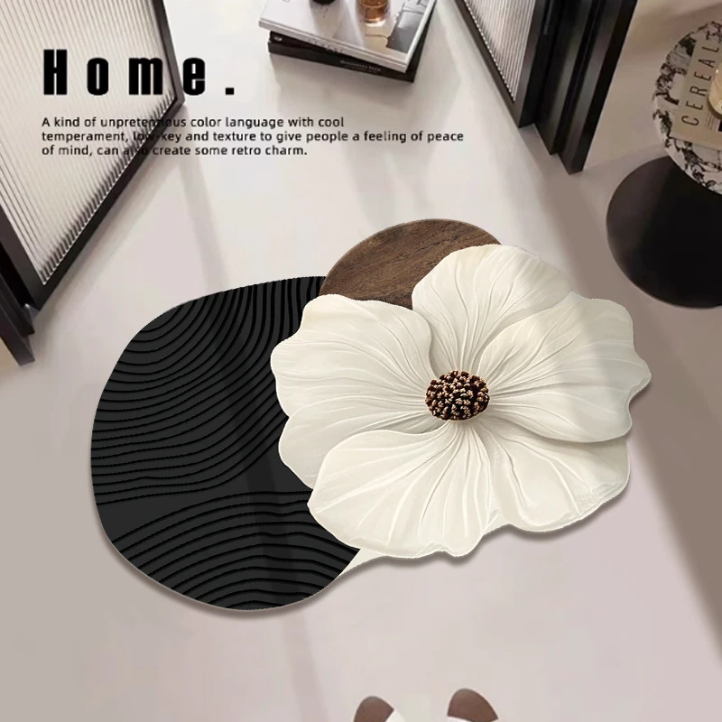 皮革浴室地垫2025新款蝴蝶吸水卫生间厕所脚垫入户门防滑垫地毯