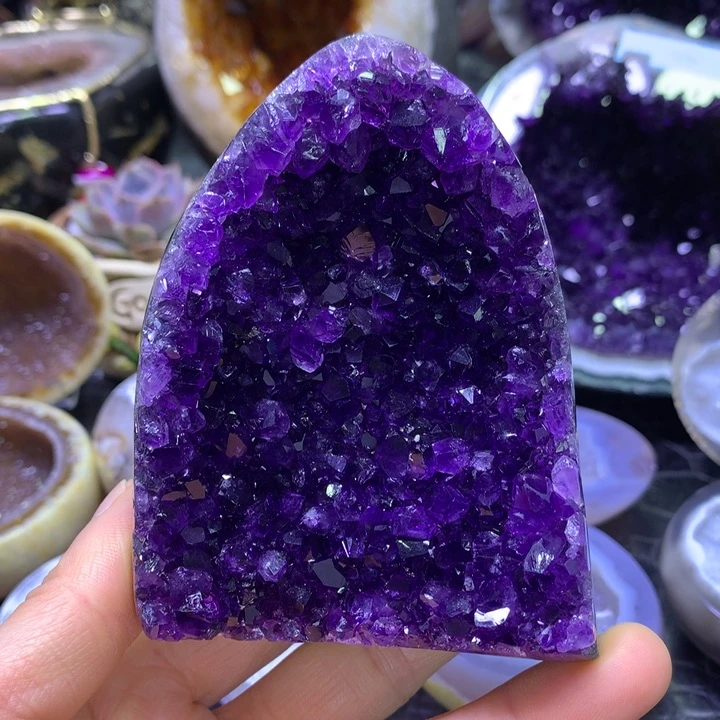 水晶新年福利紫晶簇屏风未镶嵌