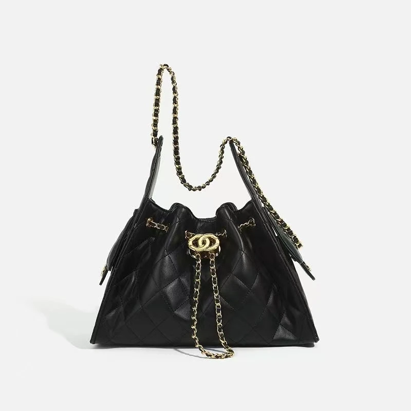 高级感小香风菱格链条水桶包女2025夏季新款hobo嬉皮包单肩斜挎包