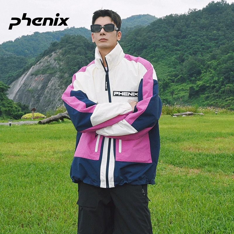 phenix菲尼克斯户外冲锋衣防风防水登山骑行春秋拼色橘子海外套
