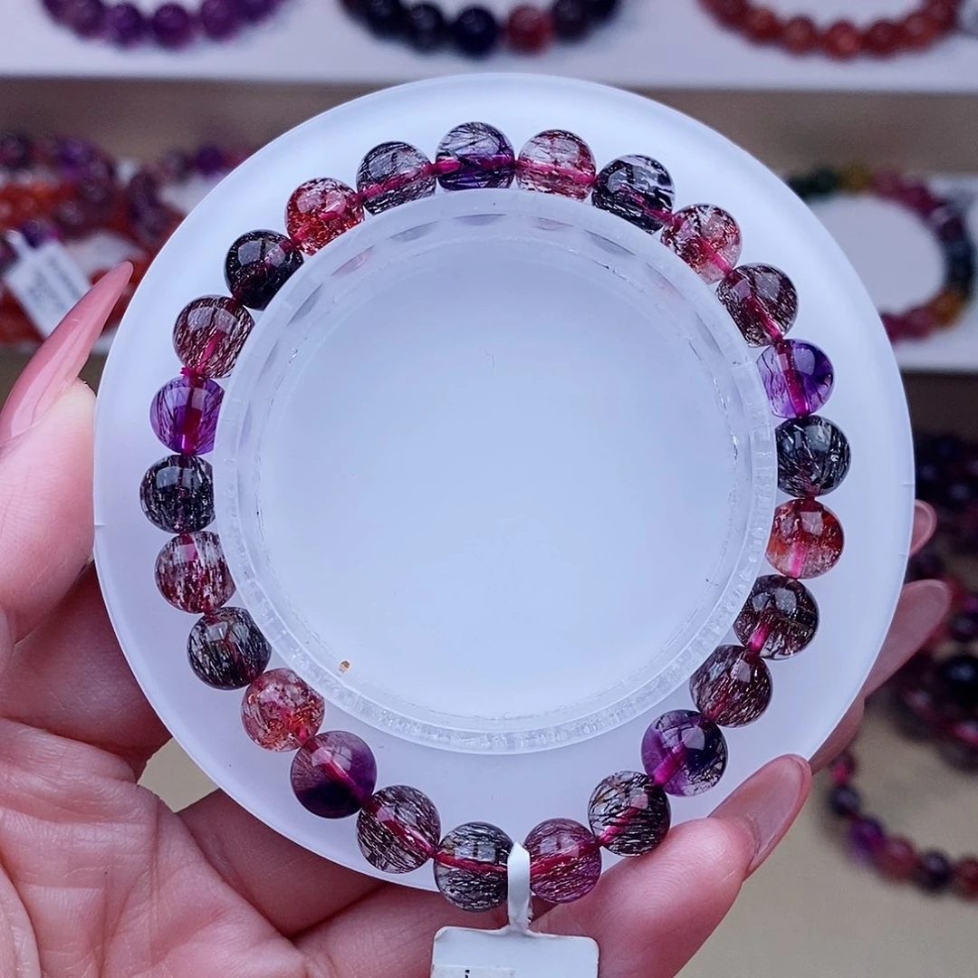 未镶嵌手链水晶黑加仑超七7m+