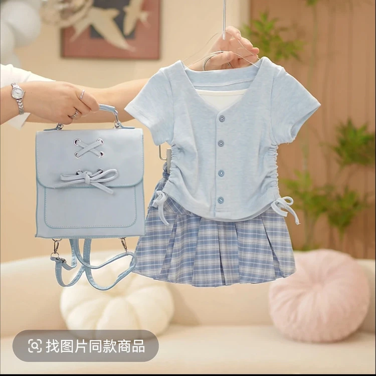 2025新款女童中大童格子裙套装休闲时尚洋气潮款