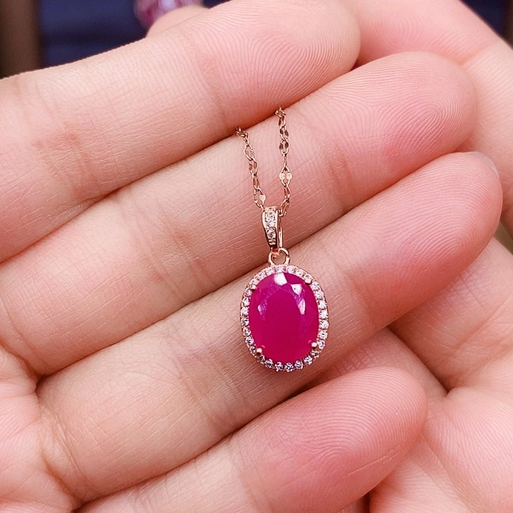 银S925镶嵌颈饰红宝石