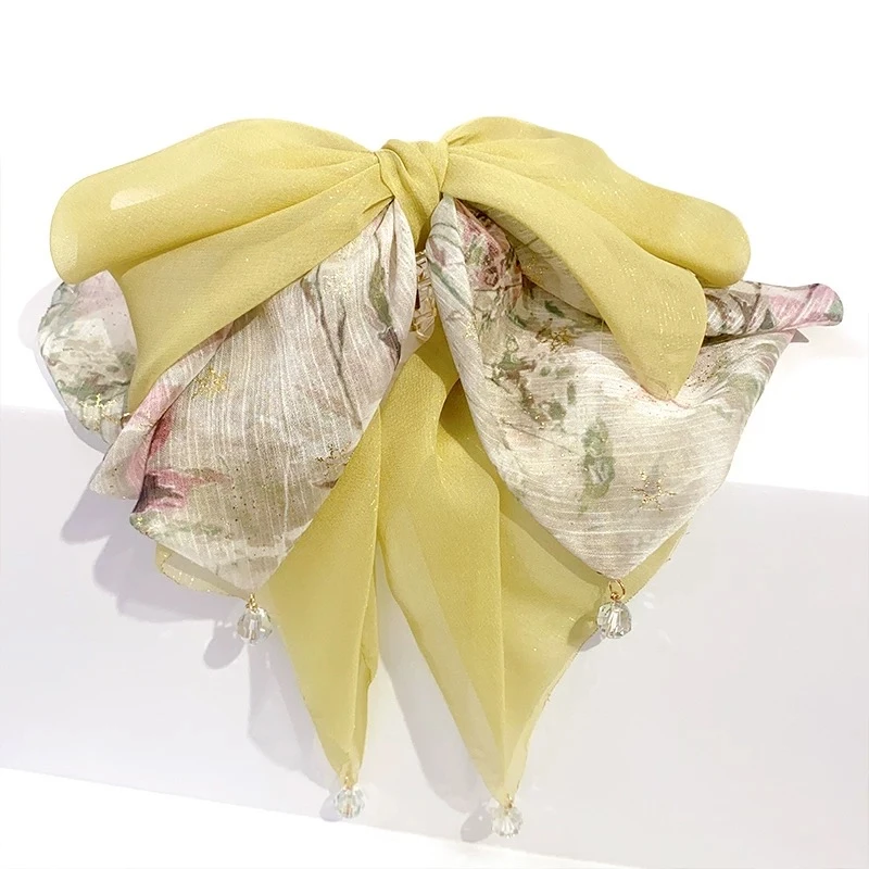 印花蝴蝶结马尾扎马尾飘带发抓甜美顶夹2634