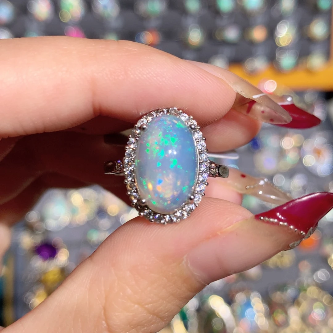 欧泊银S925镶嵌欧泊戒指y