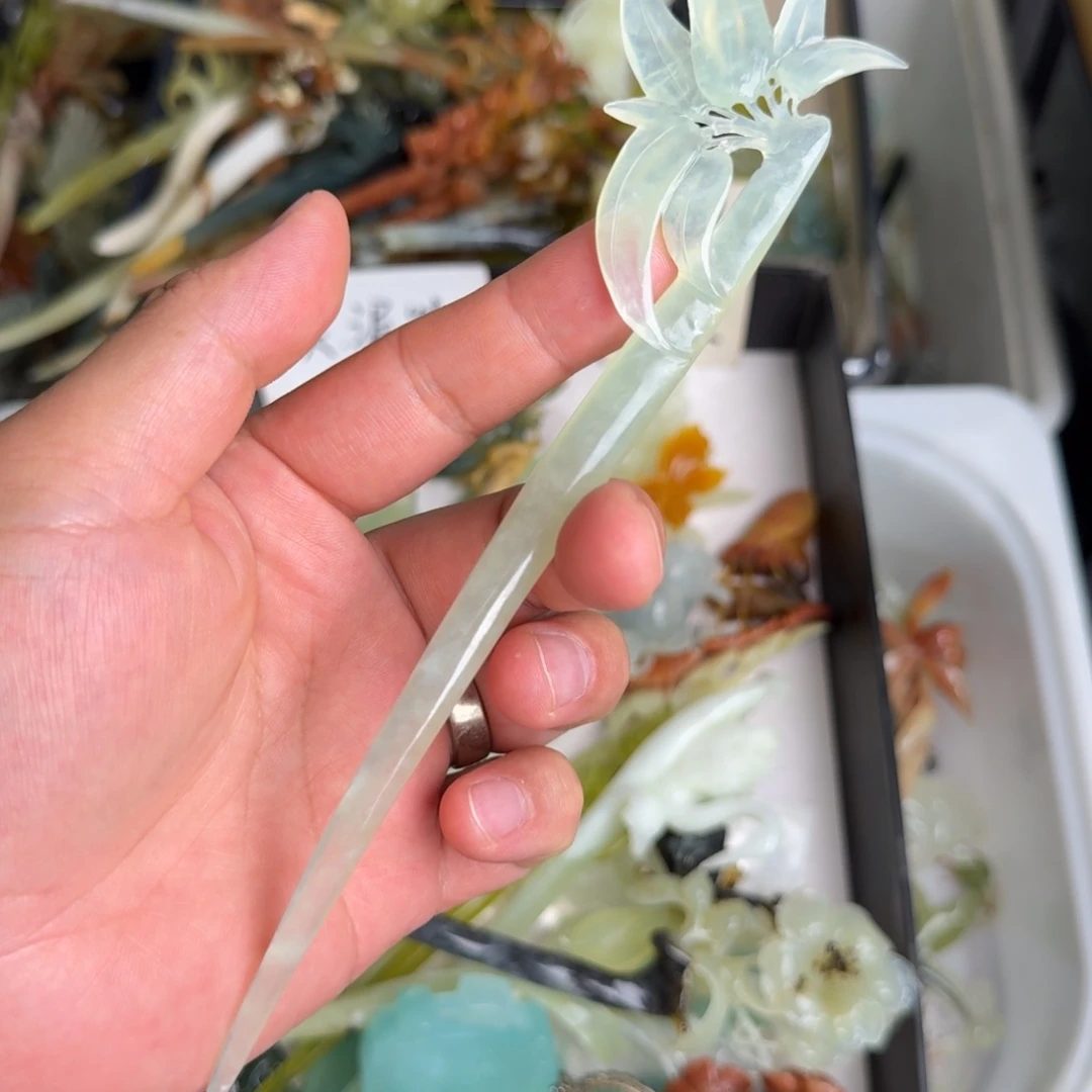 岫玉未镶嵌发饰明君玉簪就是好看