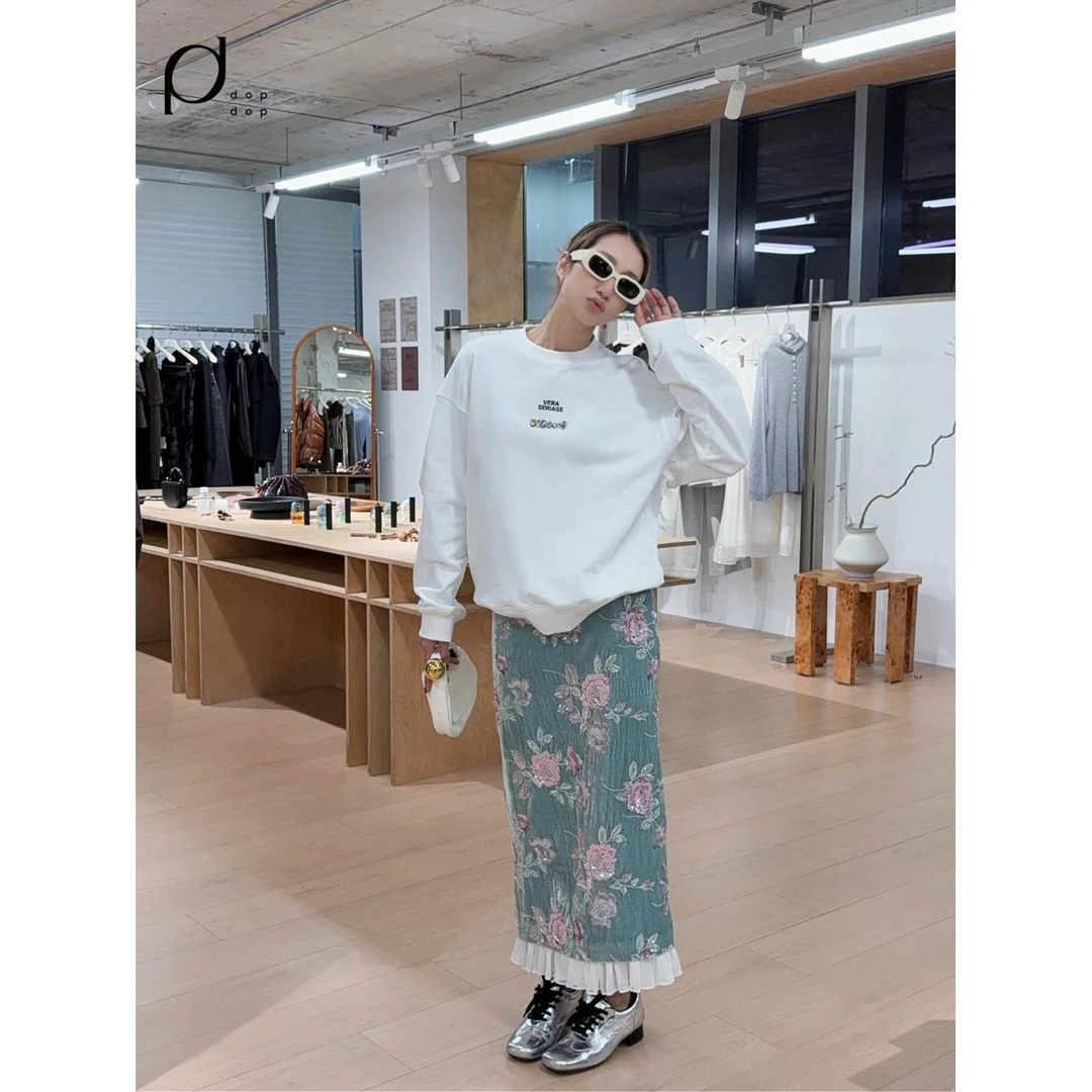 Seriase2025春复古法式包臀长裙印花半身裙女2199dopdop买手店