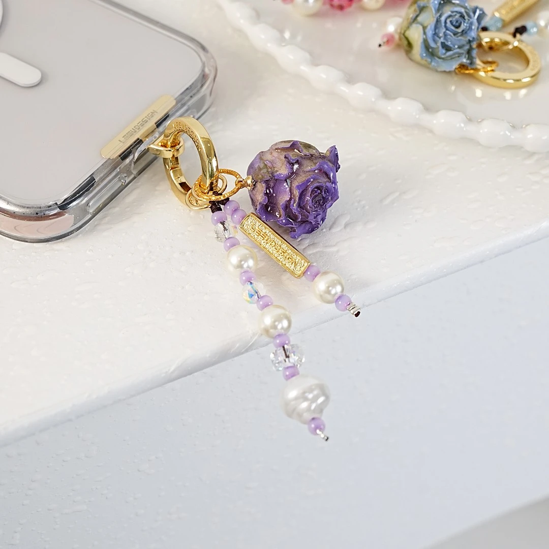 LEEUDESIGN“琉光花韵”小众轻奢玫瑰花手机链条挂链ccd挂件包挂饰