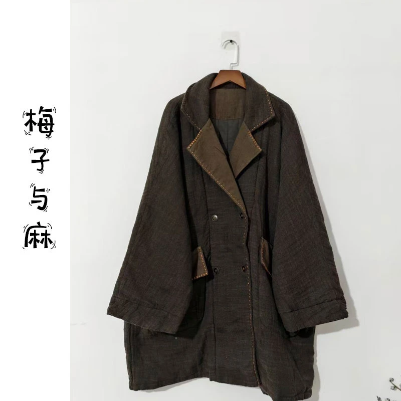 【大梅子推荐】设计款亚麻翻领棉服L205（衣长85胸围150）