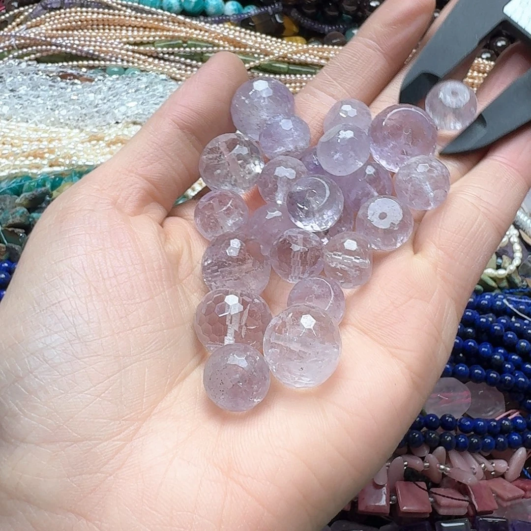 葡萄石未镶嵌珠宝半成品5颗13-18m紫水 晶