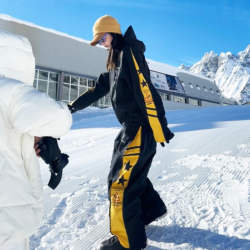 嘻哈夹棉单双板侧边拉链男女防风防水压胶防风套装专业滑雪服套装