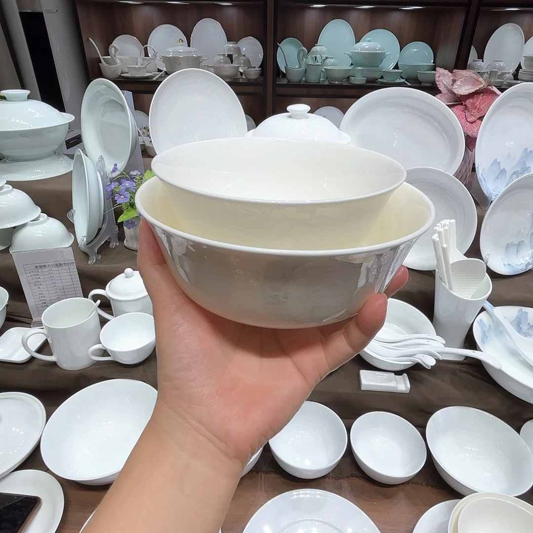 瓷白玫瑰5寸高脚碗12个6寸金钟碗12个