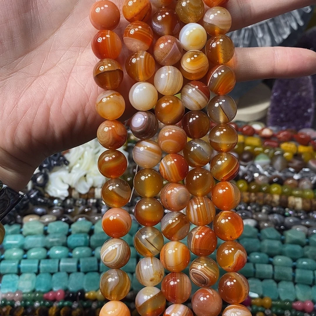 石英质玉未镶嵌，红缠丝玛瑙14mm，