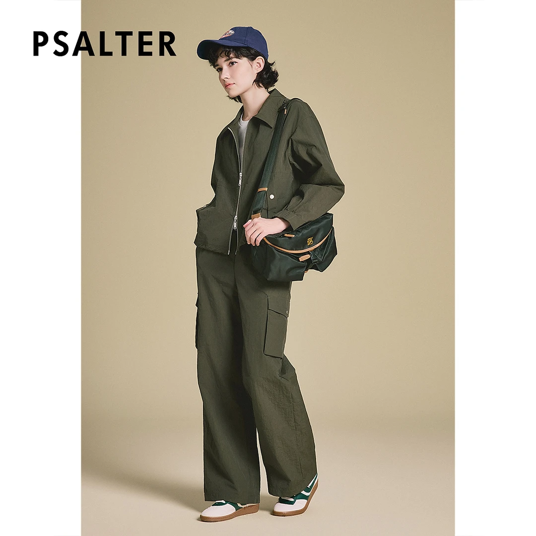 PSALTER诗篇微皱机理感运动休闲工装直筒裤长裤女2025春