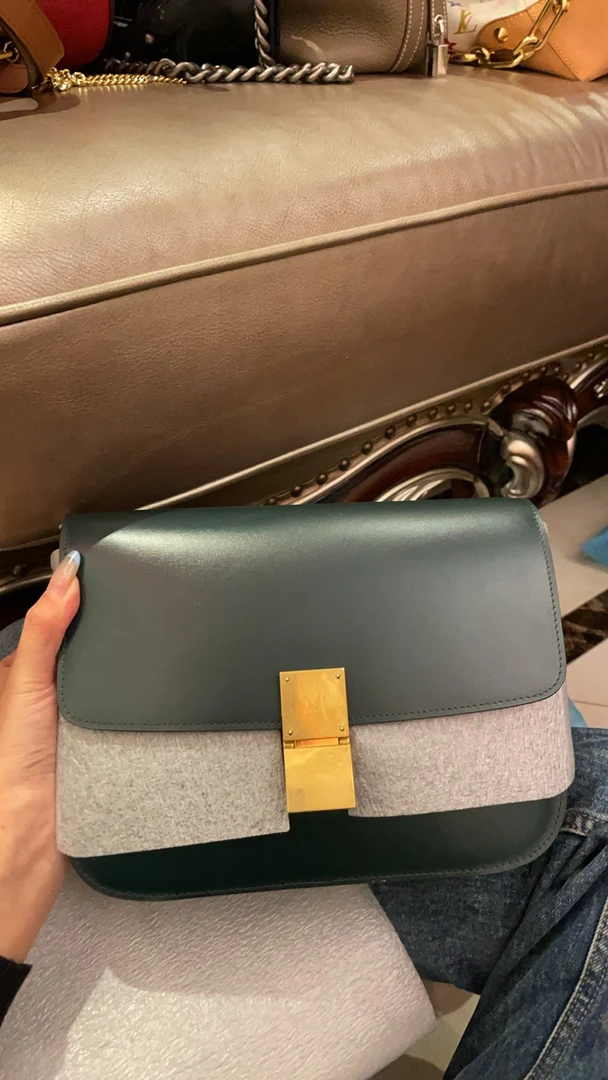 未使用 Celine/思琳 帝爵鹏哥直播专享/思琳/墨绿色box单肩包