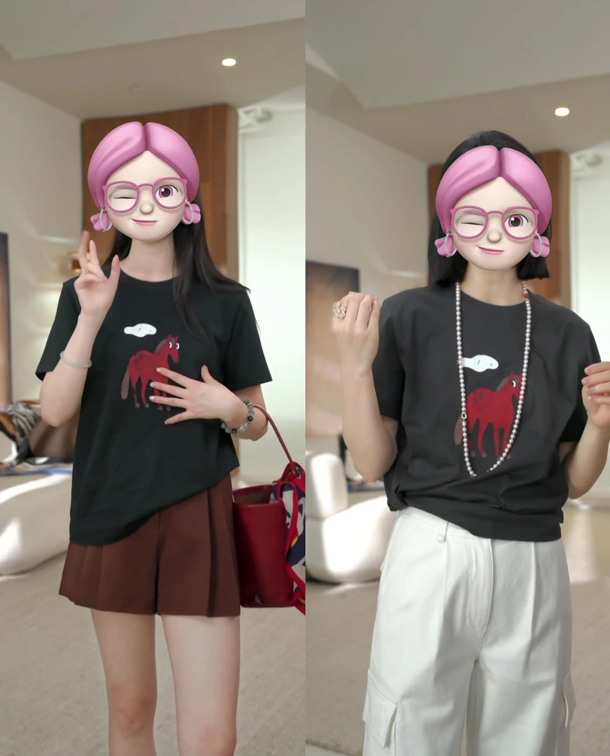 休闲t恤印花圆领时尚撞色百搭短袖百搭宽松