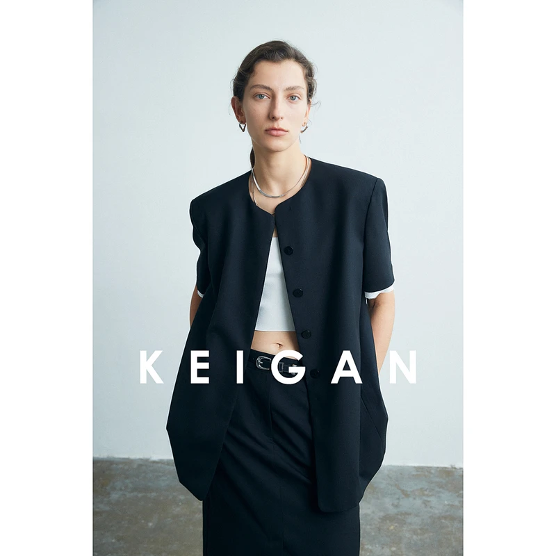 开间黑标/夏季版留白艺术家 意大利进口精纺羊毛抓皱拼接西装套装