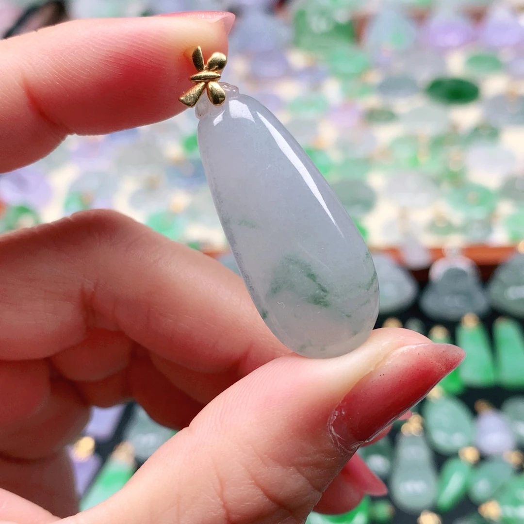 吊坠(不含链)18K金镶嵌翡翠