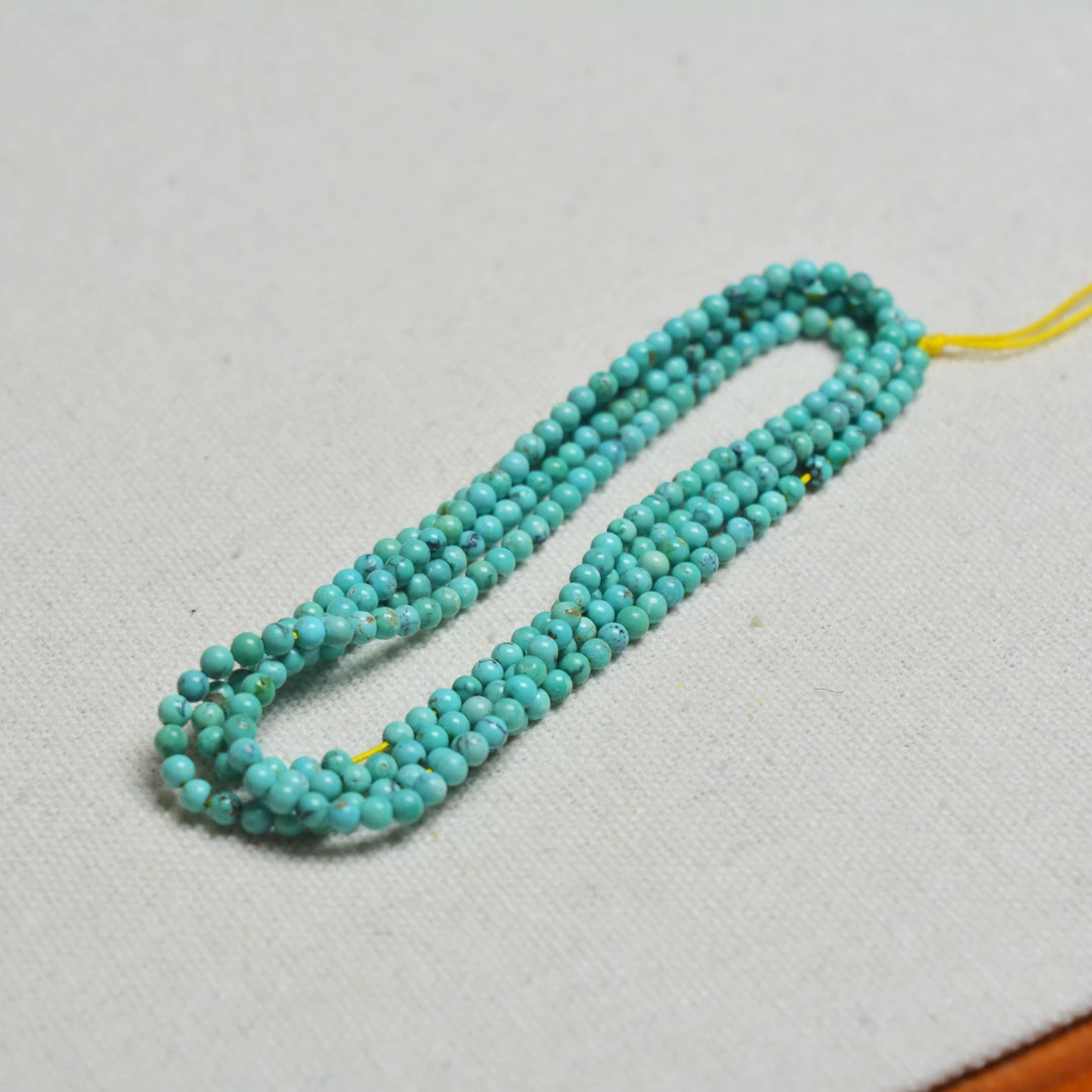 【禧越珠宝】天然原矿绿松石珠宝保真文玩项链手串串珠多圈小米链